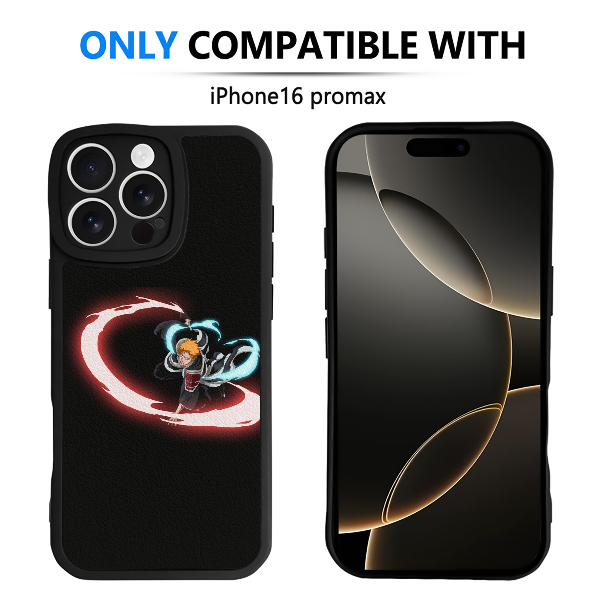 ブリーチ 黒崎一護（くろさき いちご）BLEACH Kurosaki Ichigo 【iPhone 16シリーズ対応】シリコンスマホケース（レザー調） 材質：シリコン